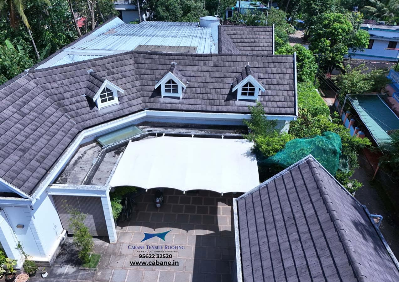 Building Shades tensile project 3 by Cabane Tensile Roofing