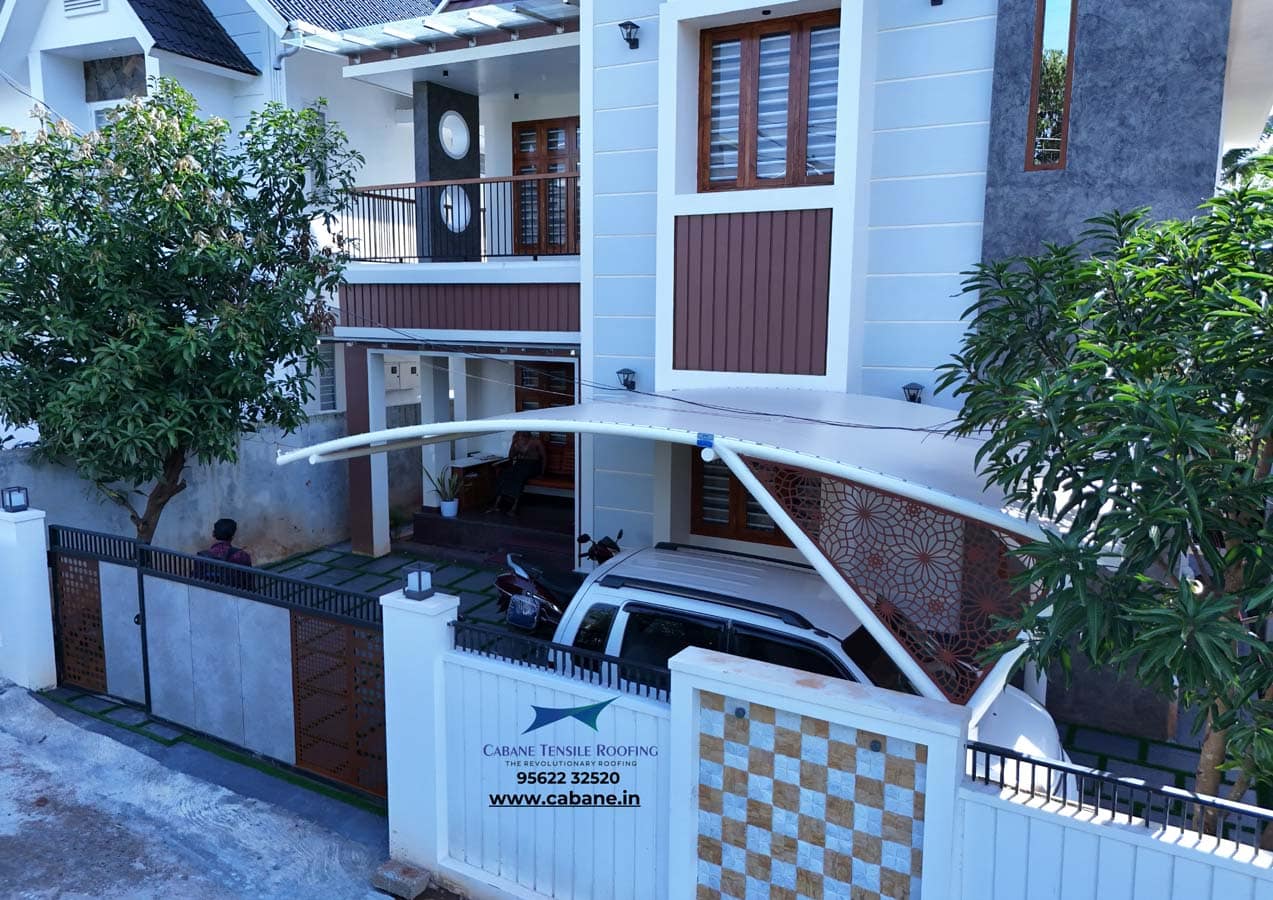 Car Porches tensile project 11 by Cabane Tensile Roofing