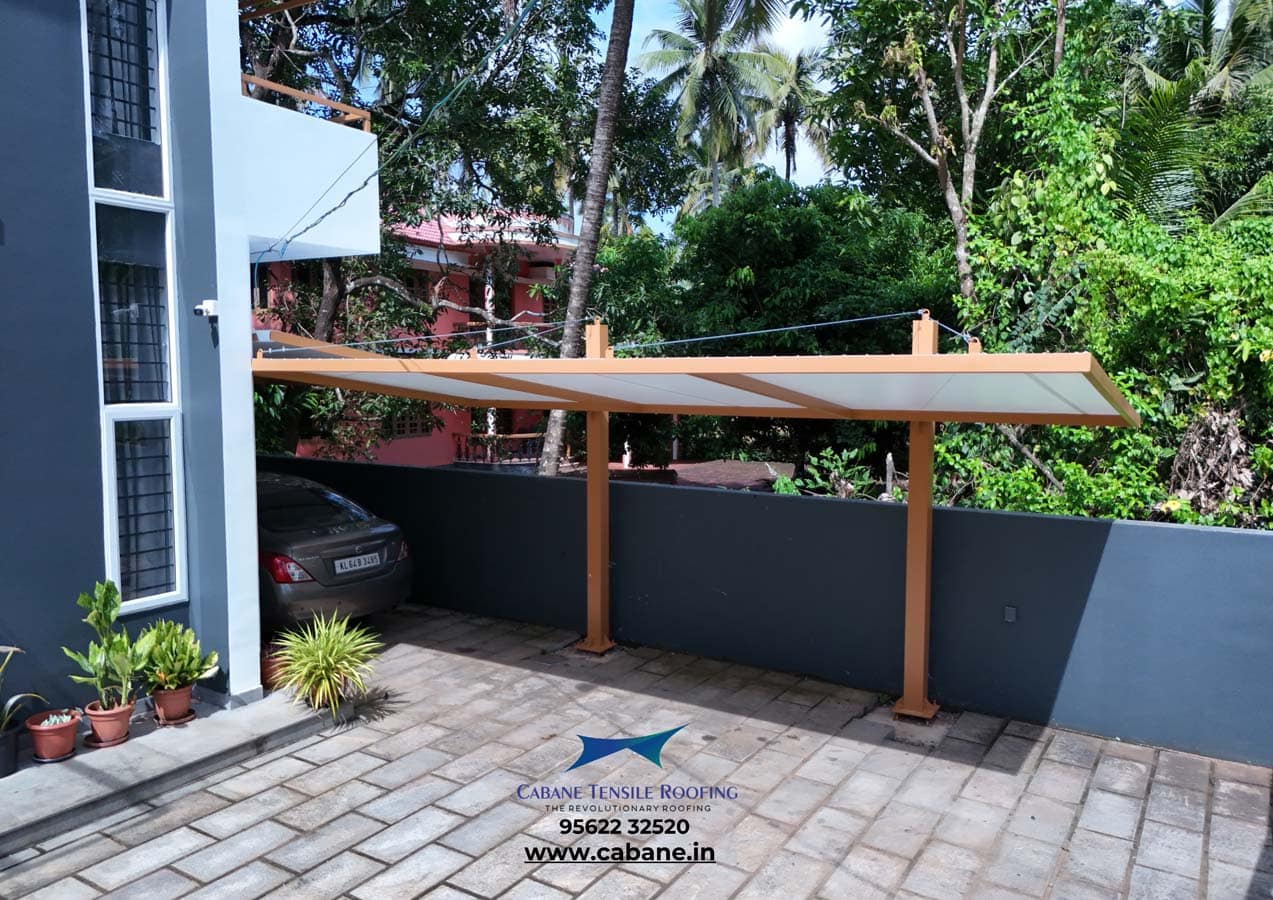 Car Porches tensile project 7 by Cabane Tensile Roofing